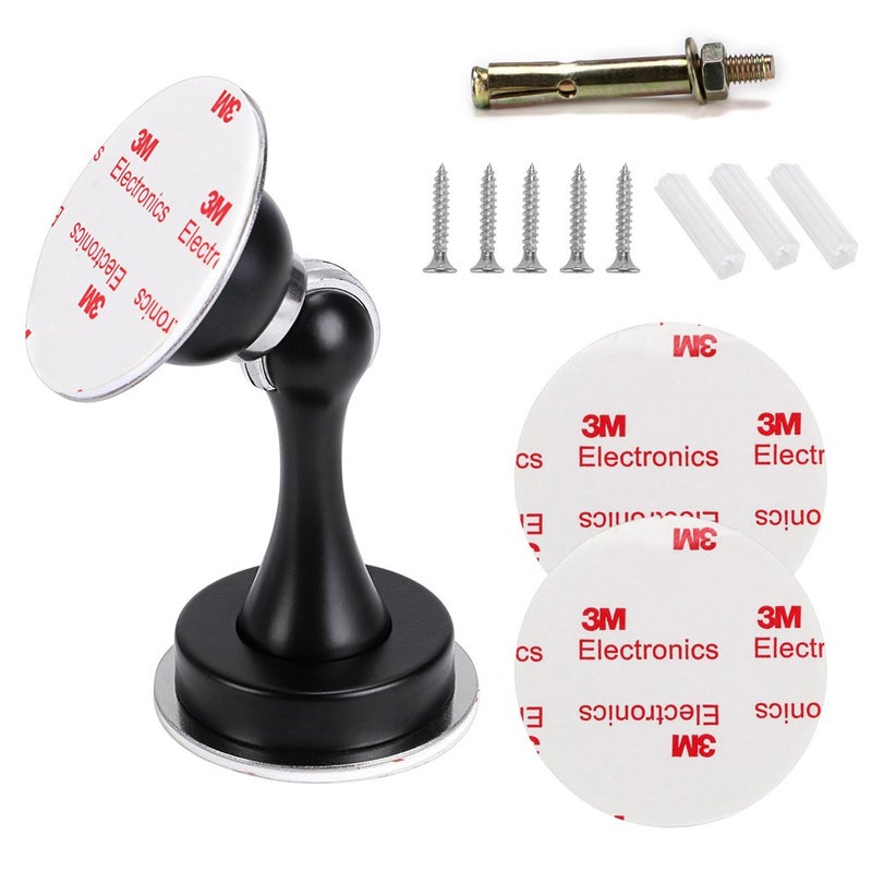 Sumnacon Magnetic Door Stopper, Heavy Duty Stainless Steel Door Stop Holder Come with 4 Pcs 3M Double-Sided Adhesive Tape & Hardware Screws,Install with Adhesive Tape Or Screws On Floor Wall (Black) - Image 1